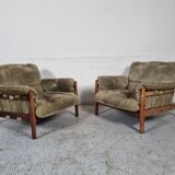 Pair of Brazilian rosewood armchairs, 70s