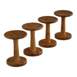 Set of 4 stools / bases in pine by Rainer Daumiller, Danish, mid-20th century, 1970.