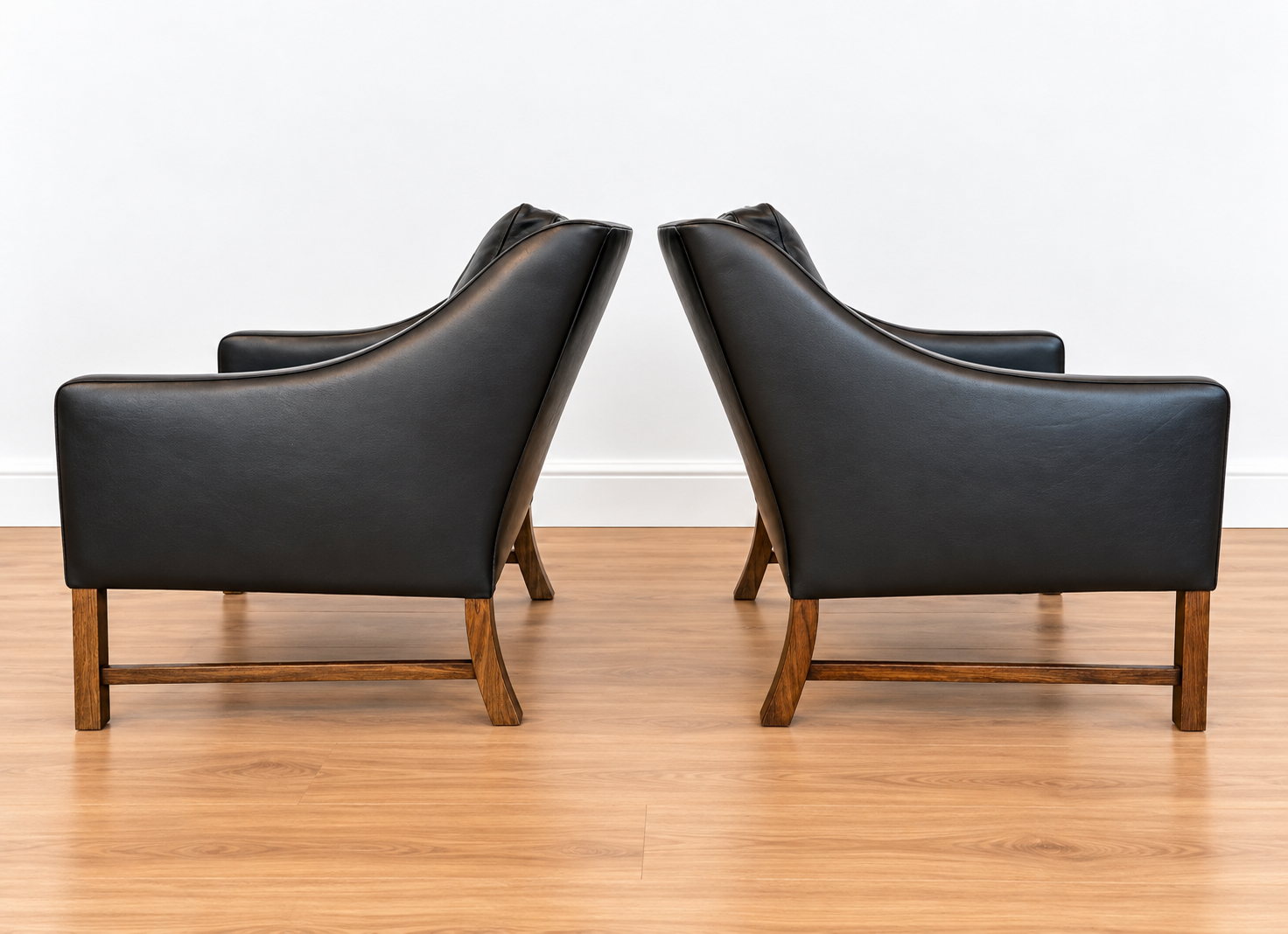Fredrik Kayser mid-century leather & rosewood lounge chairs – brown leather