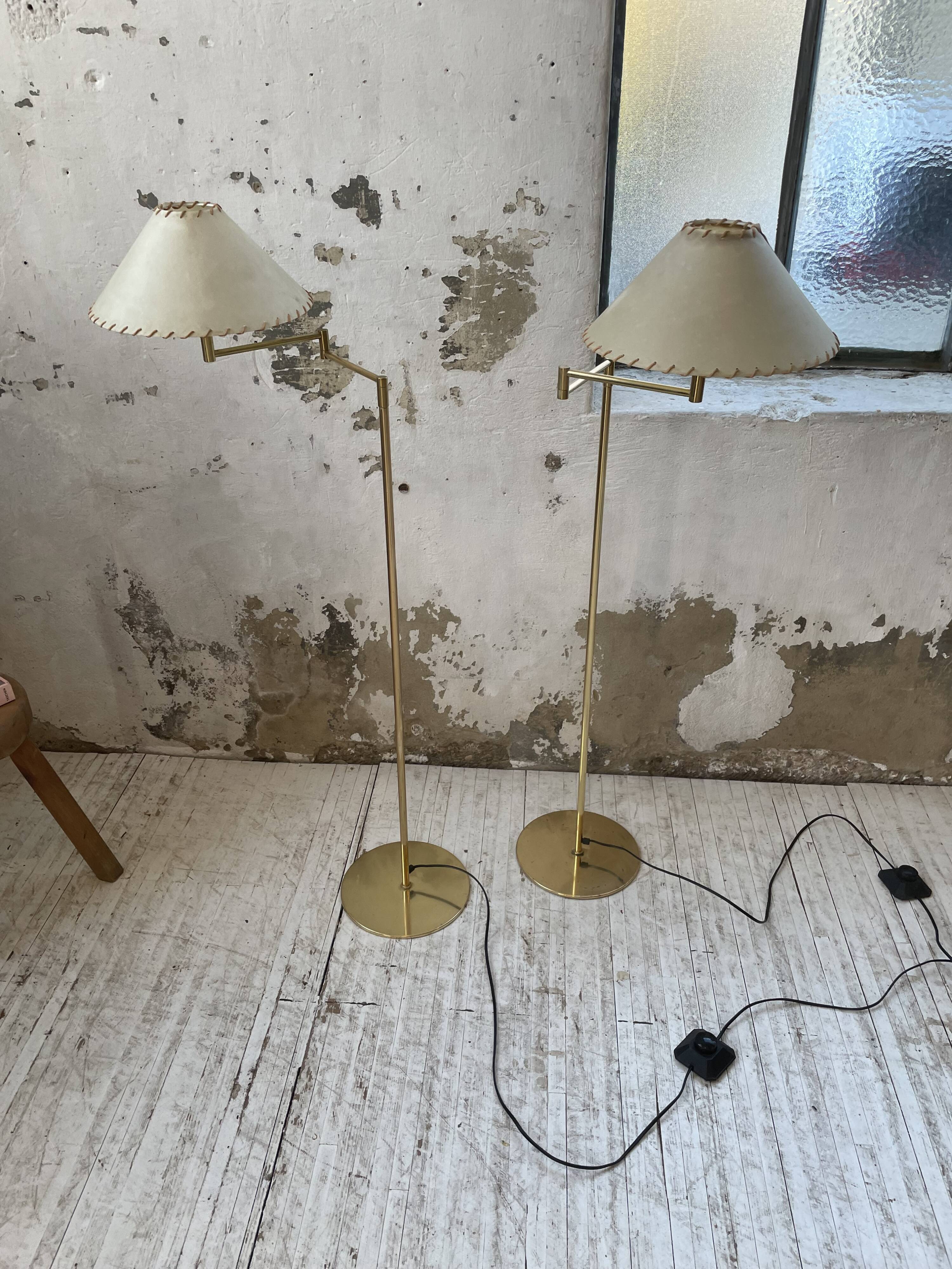 Pair of SCE floor lamps articulated brass 70s