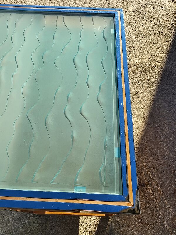 Vintage design double sided chrome glass desk in hetre