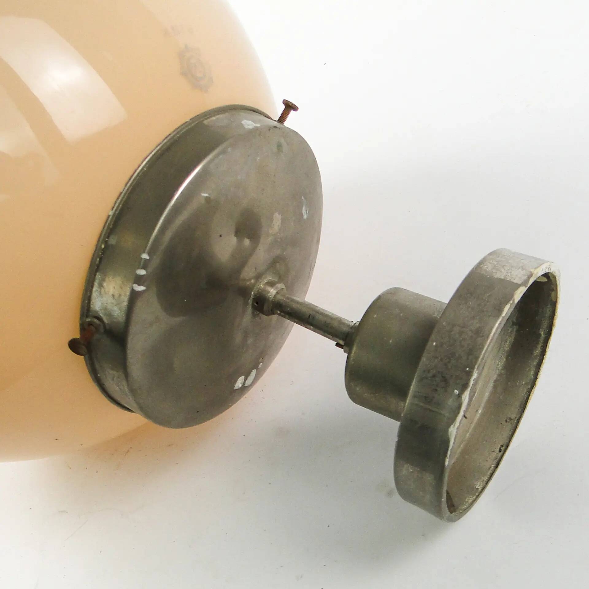Ceiling lamp, Art Deco, nickel-plated brass, beige glass, Austria, 1930s