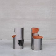 Single Occasional or Vanity Chairs in Brushed Chrome attr. to Willy Rizzo (