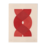 abstract painting on paper - red "waves" painting by Eawy