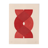 peinture abstraite sur papier - tableau "waves"  rouge signé Eawy