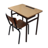 Bureau et chaise d'écolier en acier et formica années 60-70