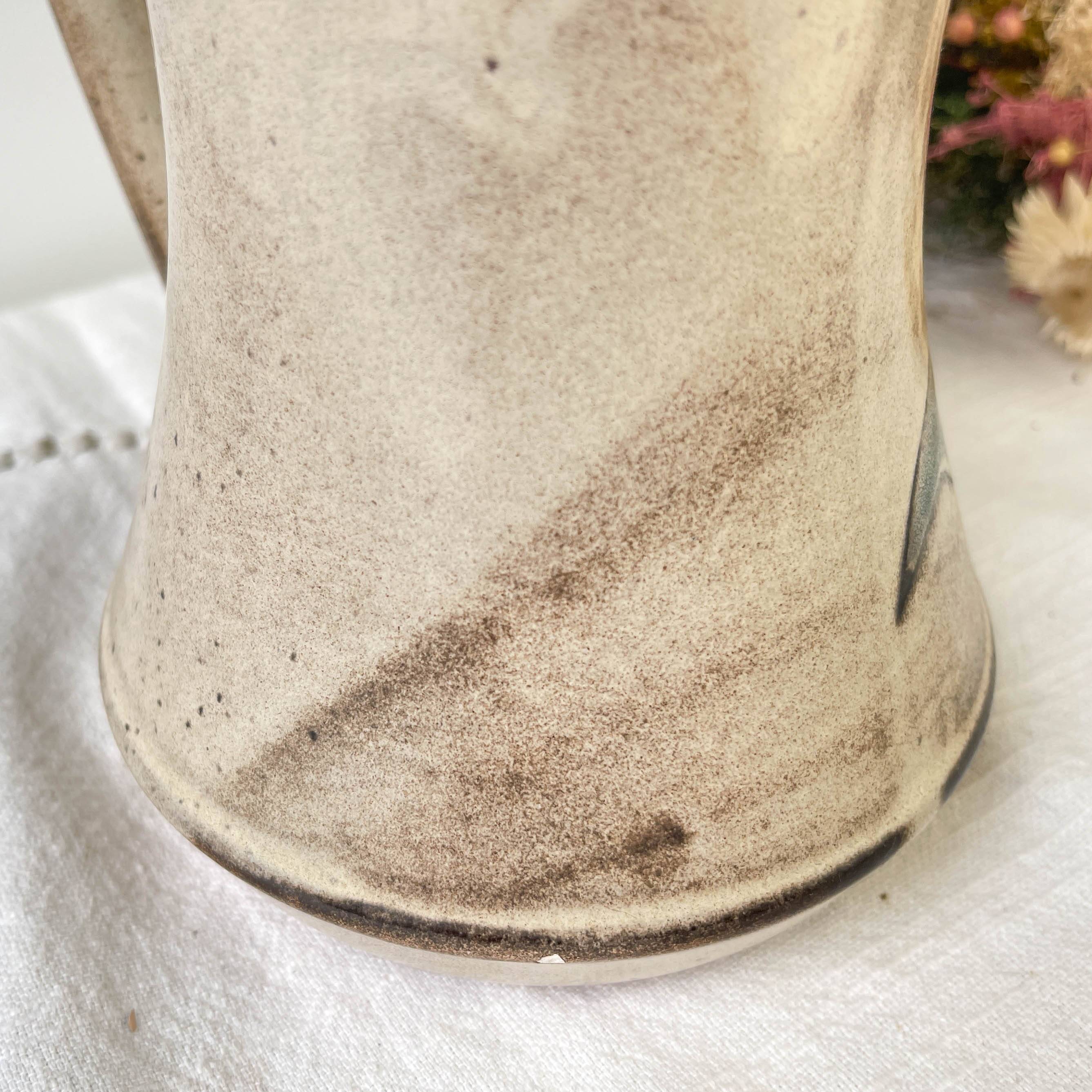Ceramic pitcher from Les grottes dieulefit with floral pattern from the 1970s