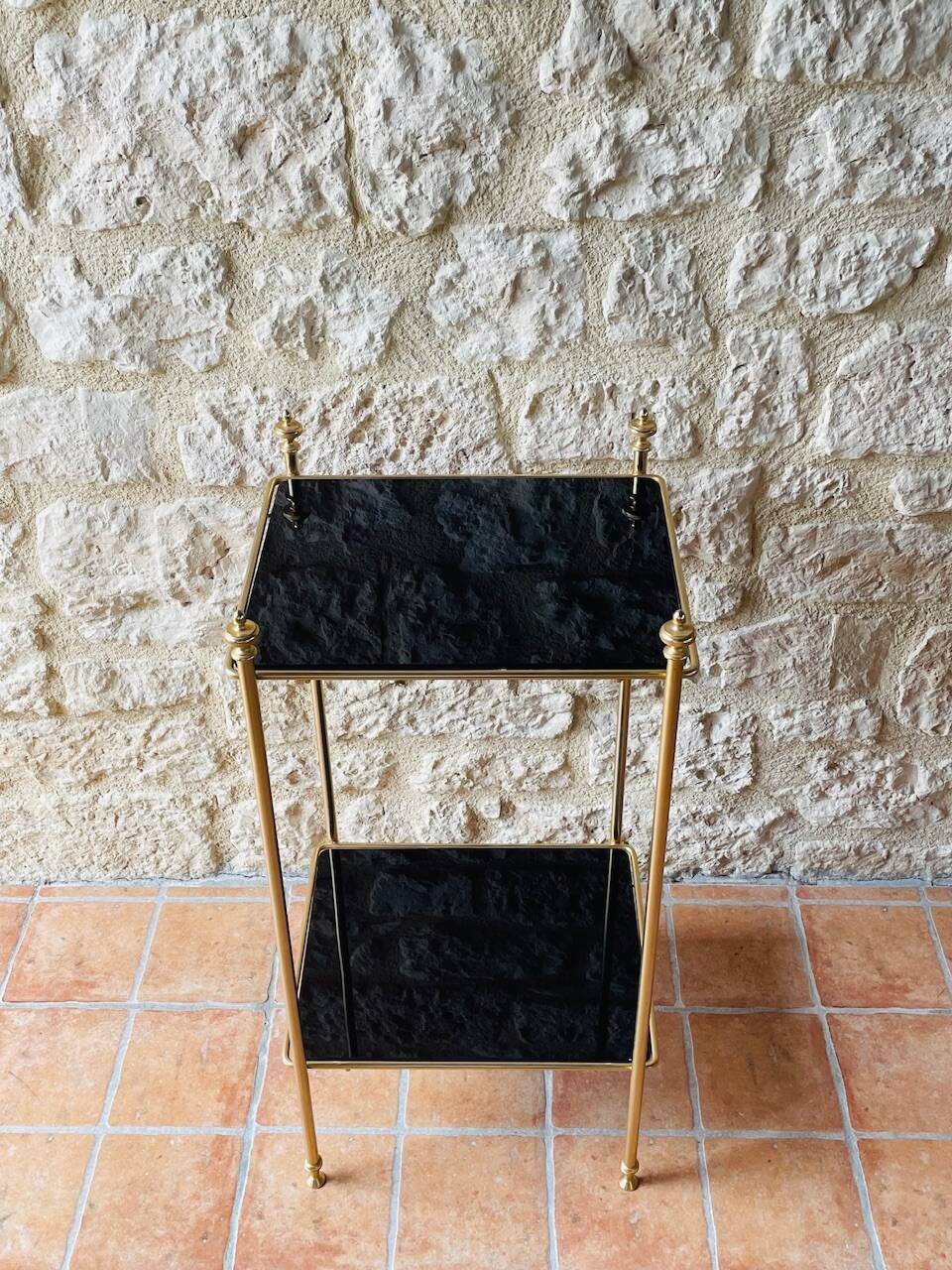 Vintage brass and glass side table circa 70's