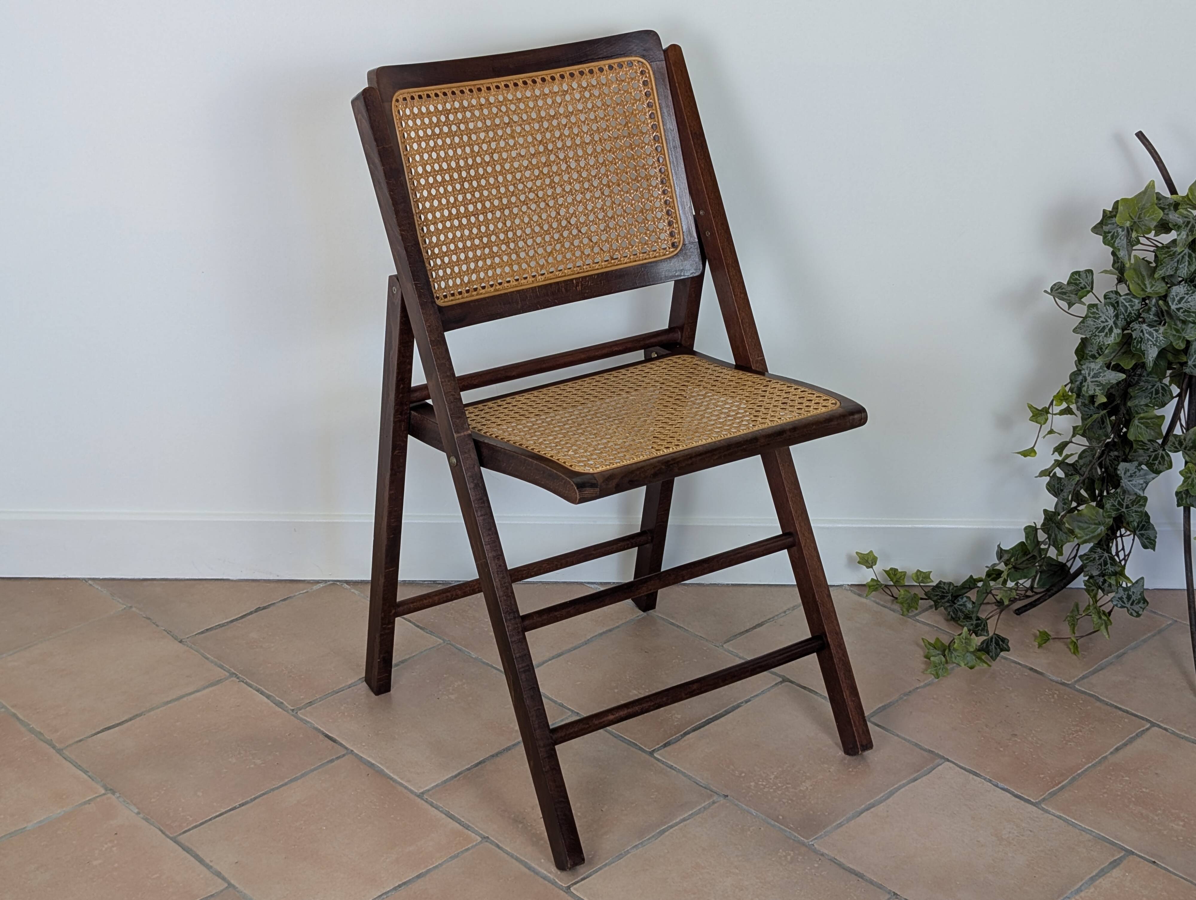 Vintage caned folding chair