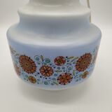 Vintage pendant lamp in seventies screen-printed opaline