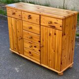 English chest of drawers, solid pine sideboard, 7 drawers and 2 doors