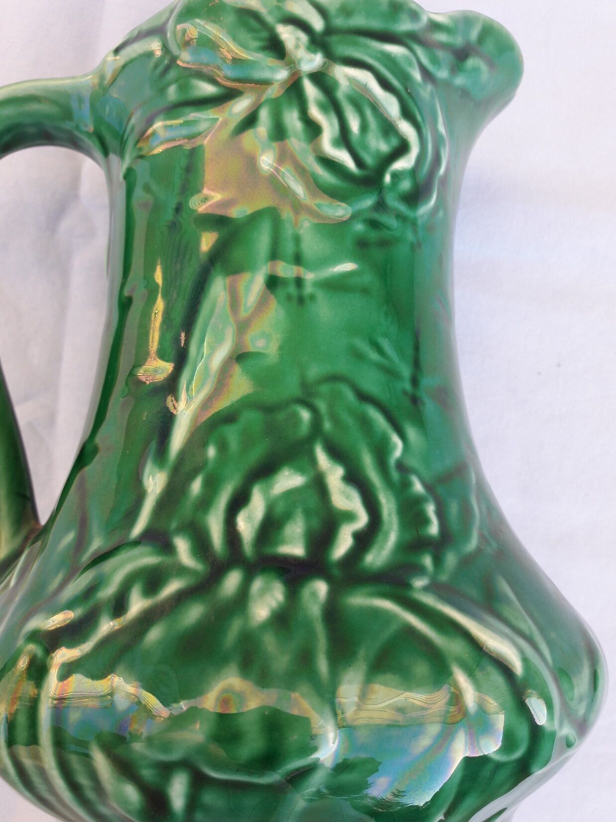 Green ceramic pitcher