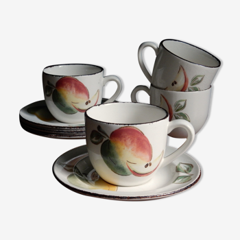 Set of 4 ceramic cups and sub-cups by Grindley