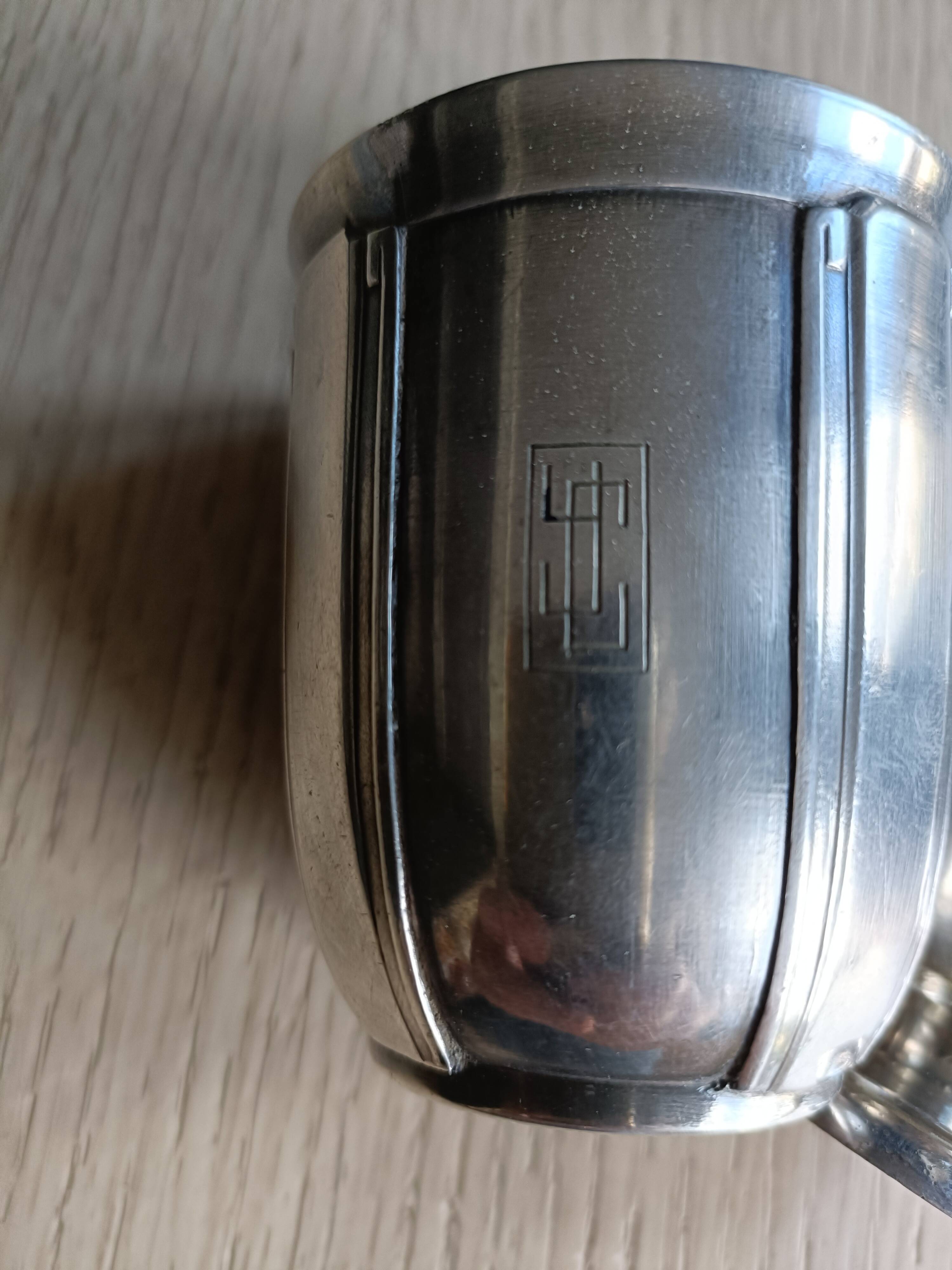 Boulenger silver-plated metal cup and egg cup