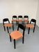 Lot of 6 blackened wooden chairs with French design fabric from the 1970s Self.