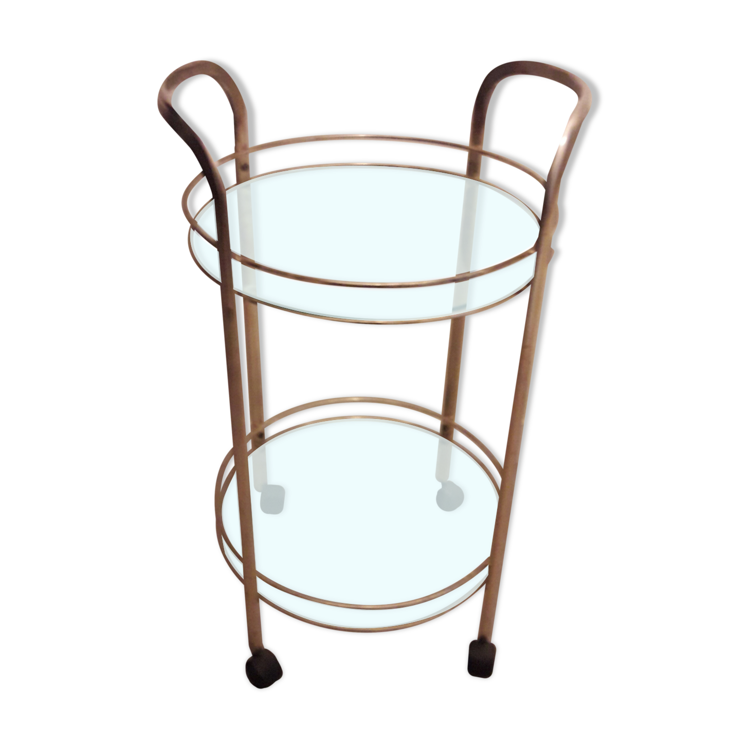 Rolling service in gilded metal and glass