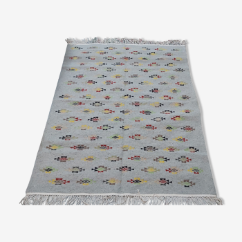 Handmade multi-coloured grey carpet made of pure wool  195x150cm