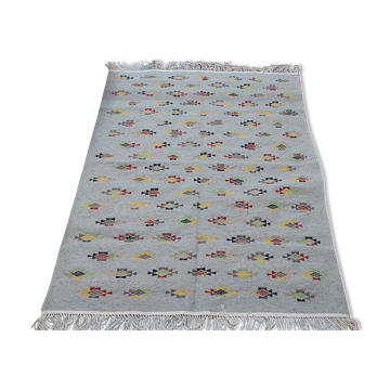 Handmade multi-coloured grey carpet made of pure wool  195x150cm