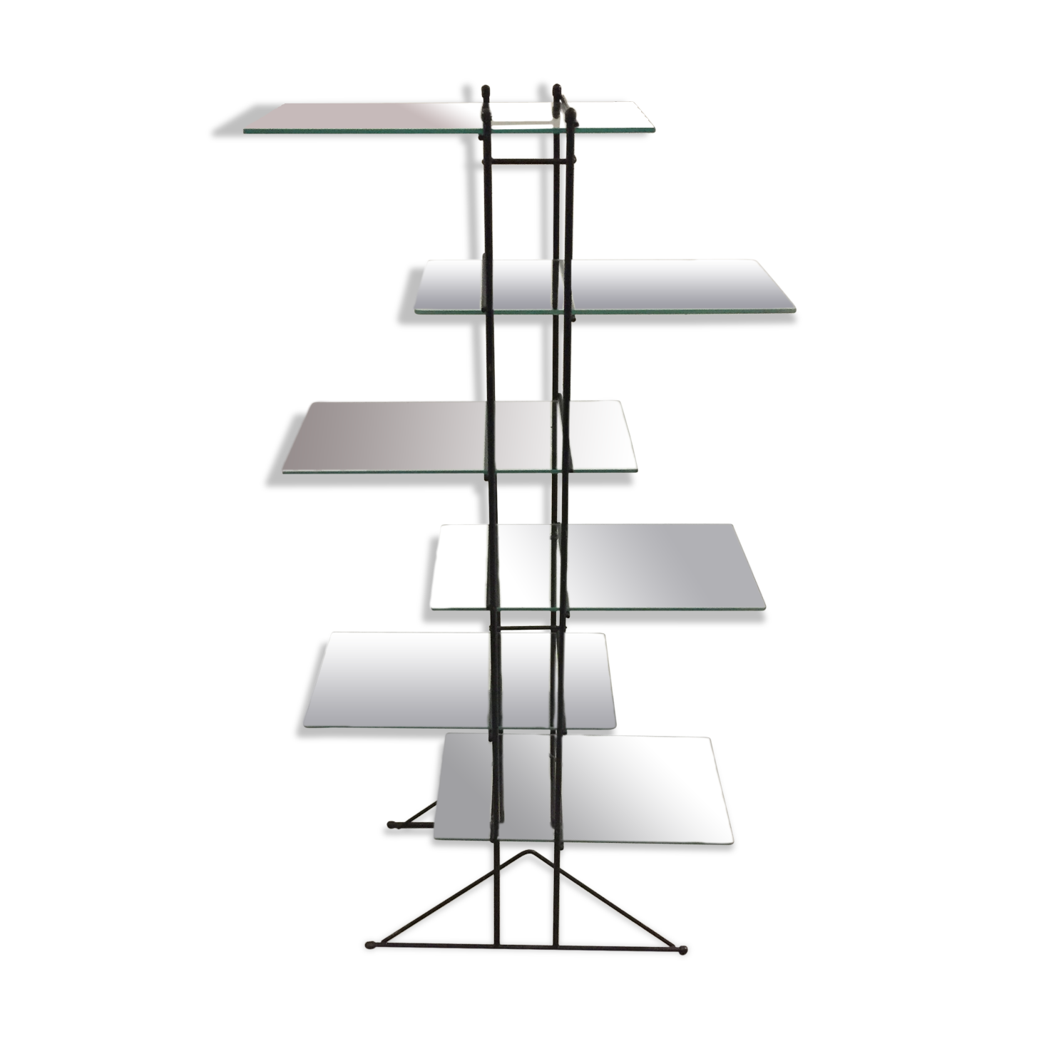 Pair of glass and metal shelves 1970