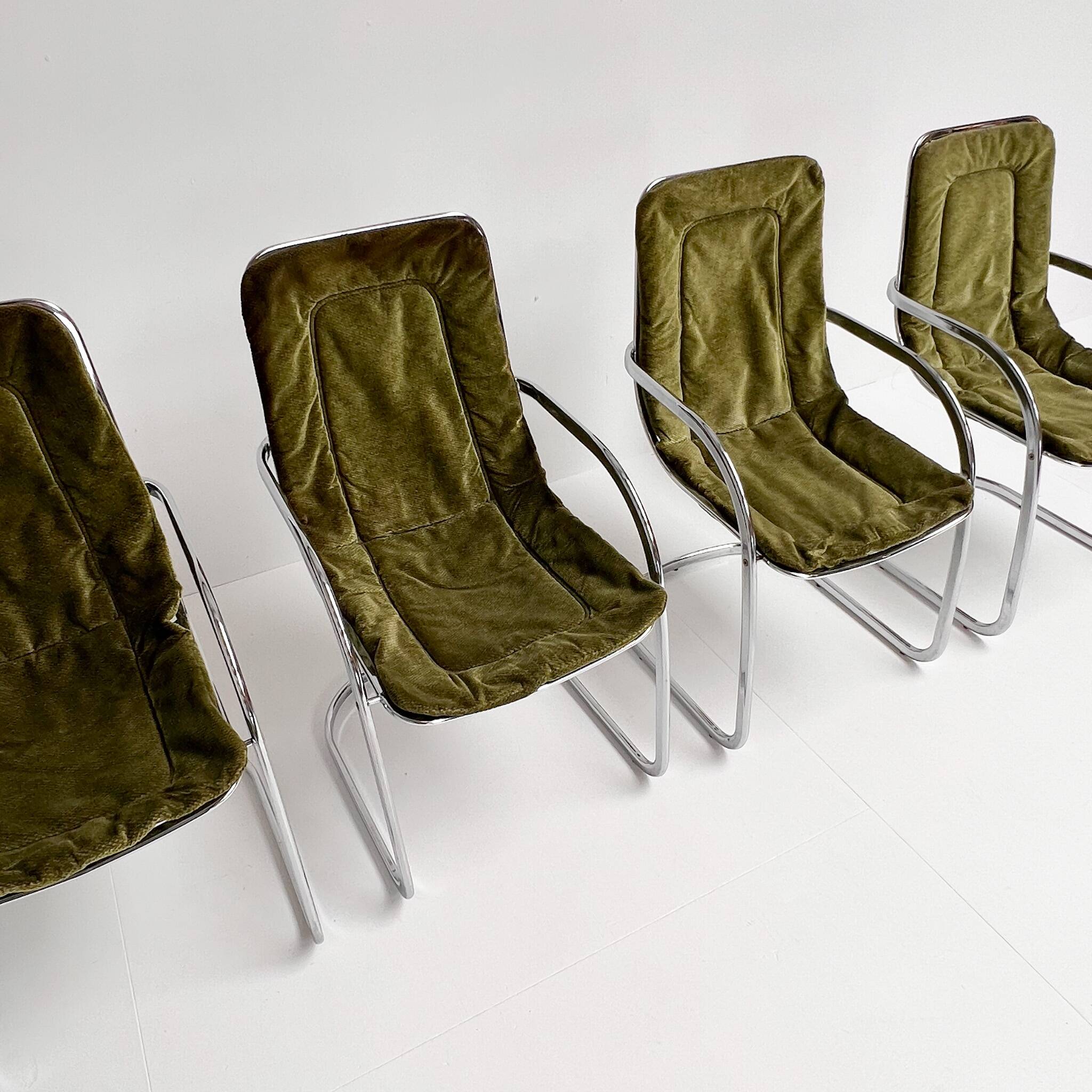 Set of 4 chrome wire chairs by Gastone Rinaldi for Rima, 1960s