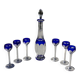 St. Louis BristoL pattern cut crystal liqueur set with blue overlay