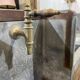 Early 20th-century oak bar counter with period zinc and tin cladding.