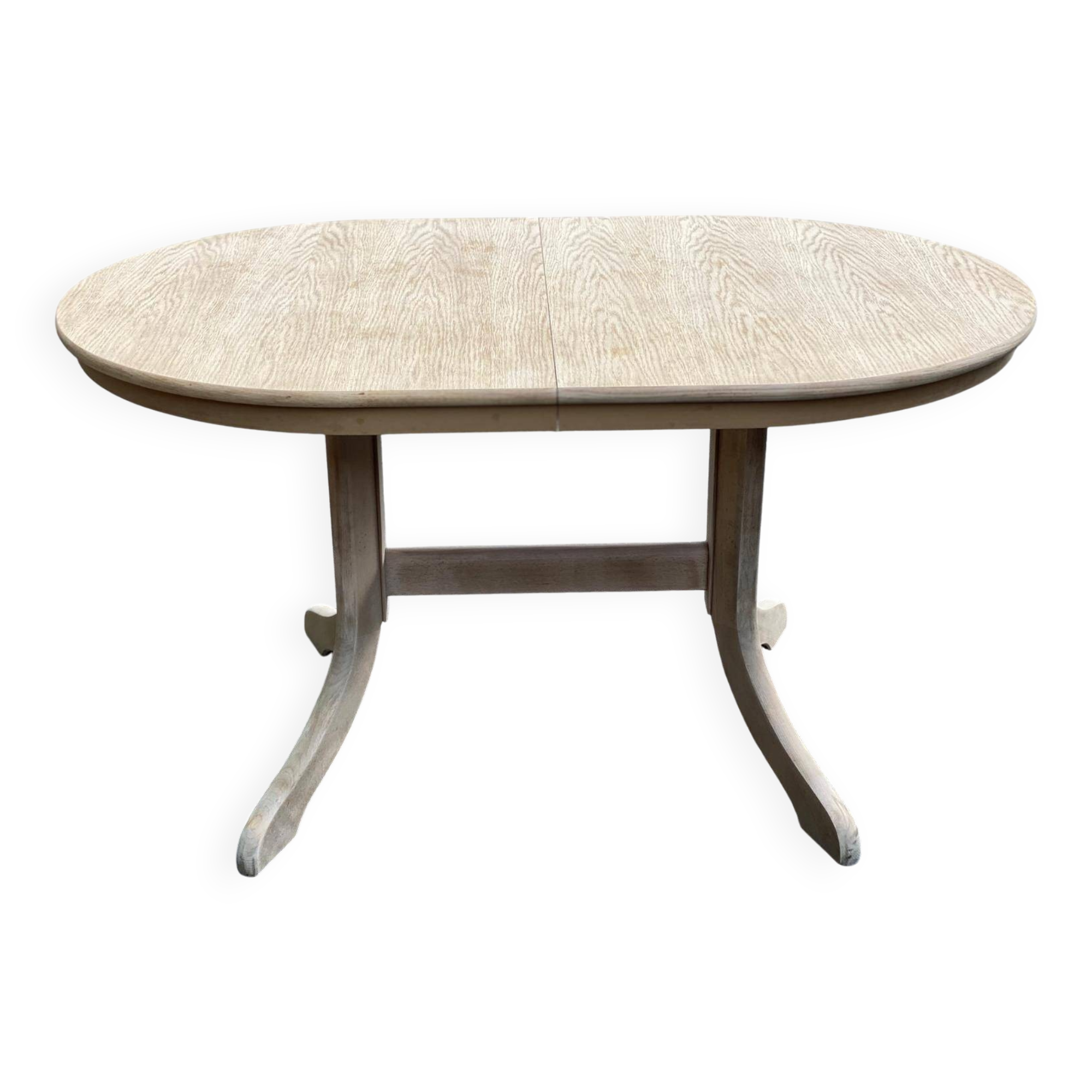 Extendable farmhouse dining table renovated in raw oak 20th century 185cm