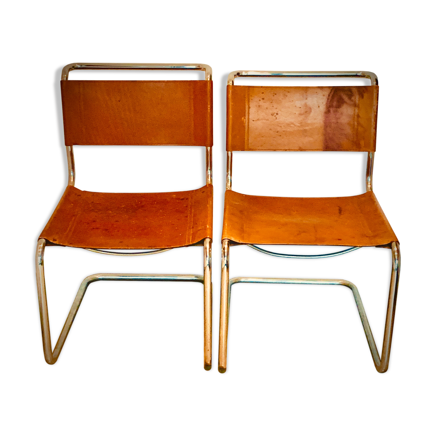Marcel Breuer model B33 camel leather chairs, 1928