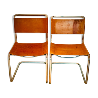 Marcel Breuer model B33 camel leather chairs, 1928