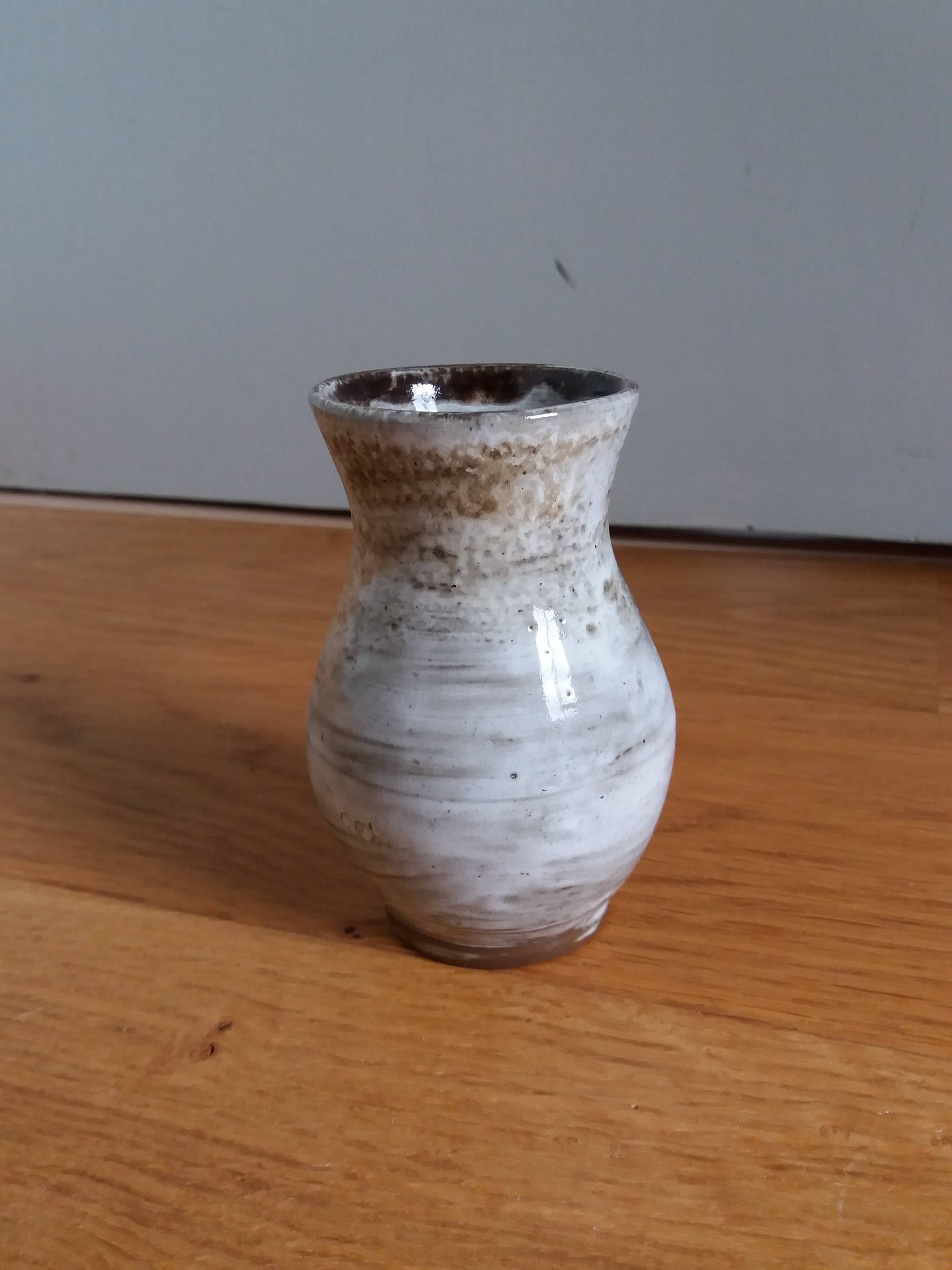 Enamelled stoneware vase Turgis artisanal pottery in Noron La Poterie