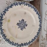 Set of 10 flat plates in s&g iron earth model greek blue 19th century