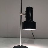 Adjustable lamp in black lacquered metal and chrome. French work. Circa 1970.