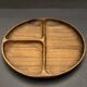 Set of six fondue plates, made of wood