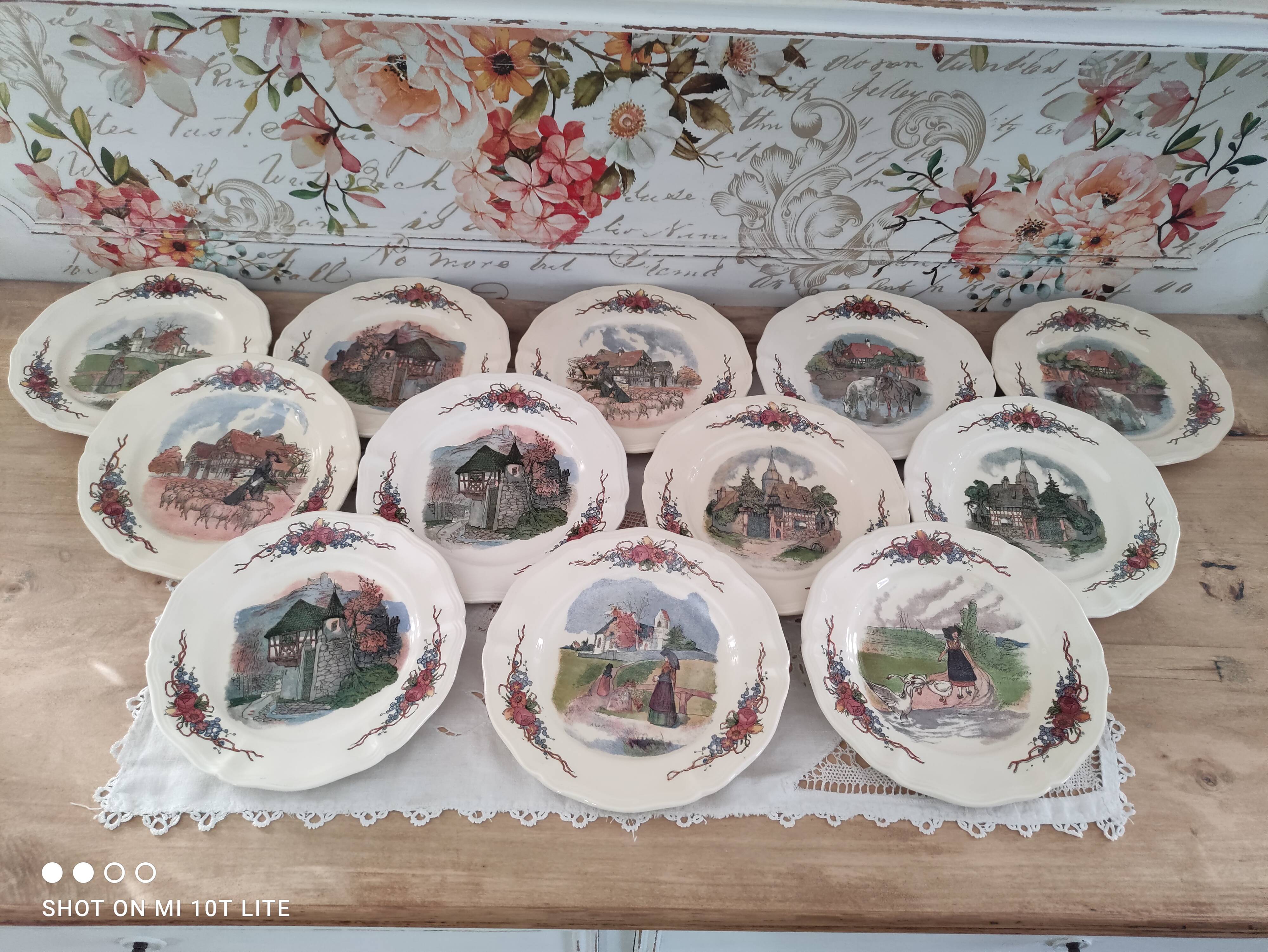 Lot de 12 assiettes à dessert Sarreguemines modèle Obernai