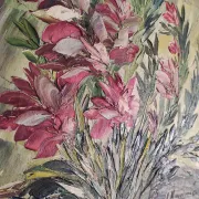 Tableau vintage fleurs au couteau