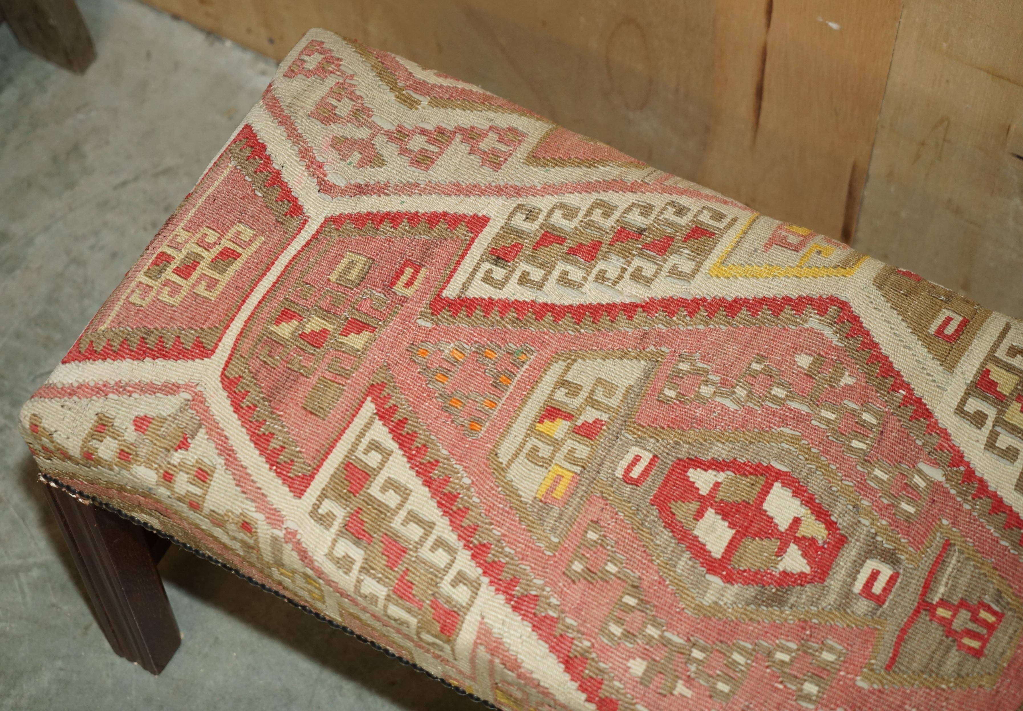 Padded footrest bench in Victorian Kilim style by George Smith
