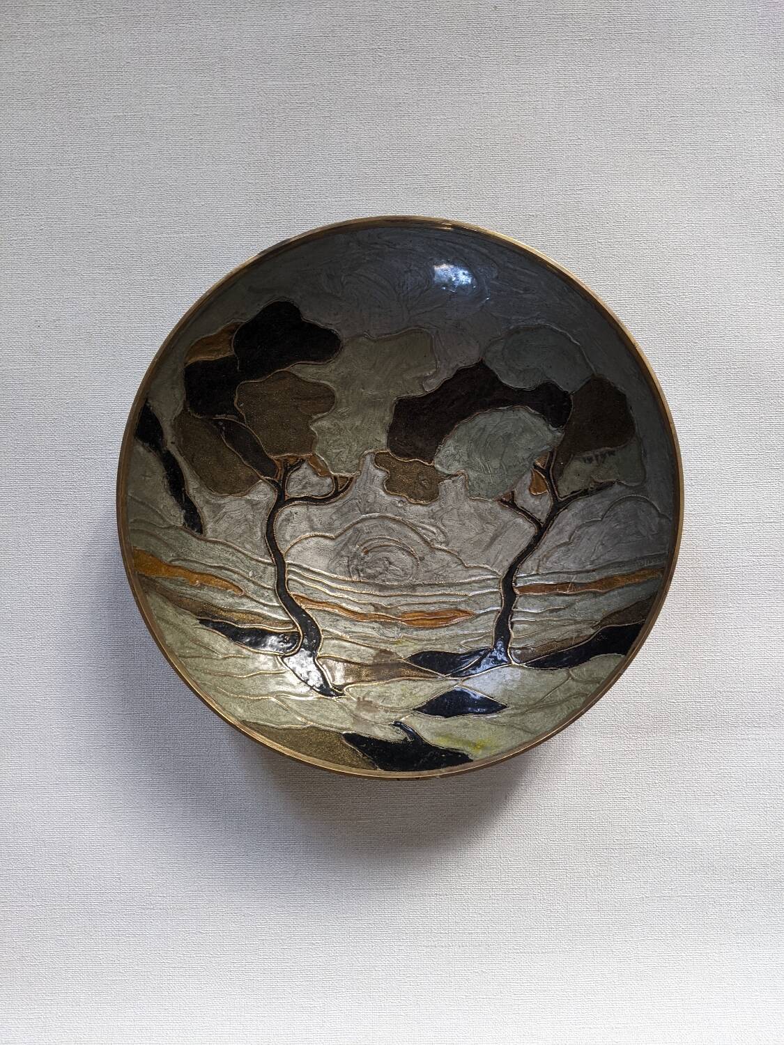 Vide poche laiton cloisonné décor peint à la main laiton émaillé