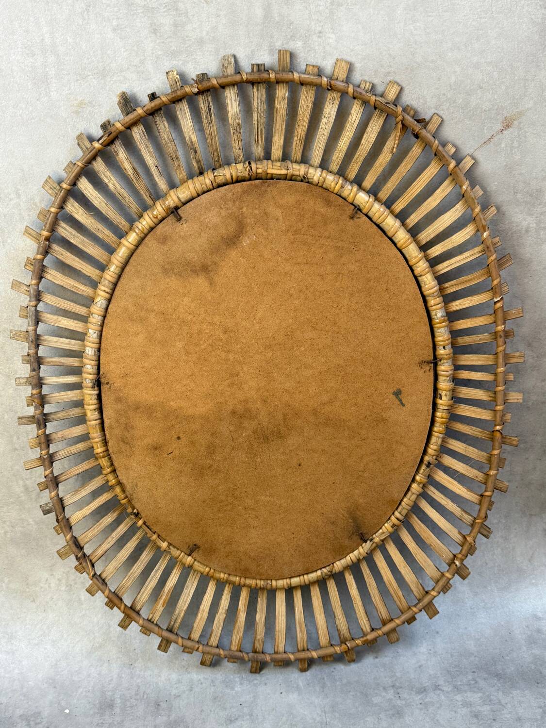 Vintage rattan mirror from the 1950s France