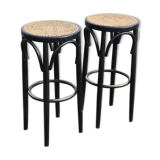 Pair of black canwood bar stools 805mm