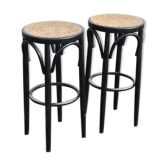 Pair of black canwood bar stools 805mm