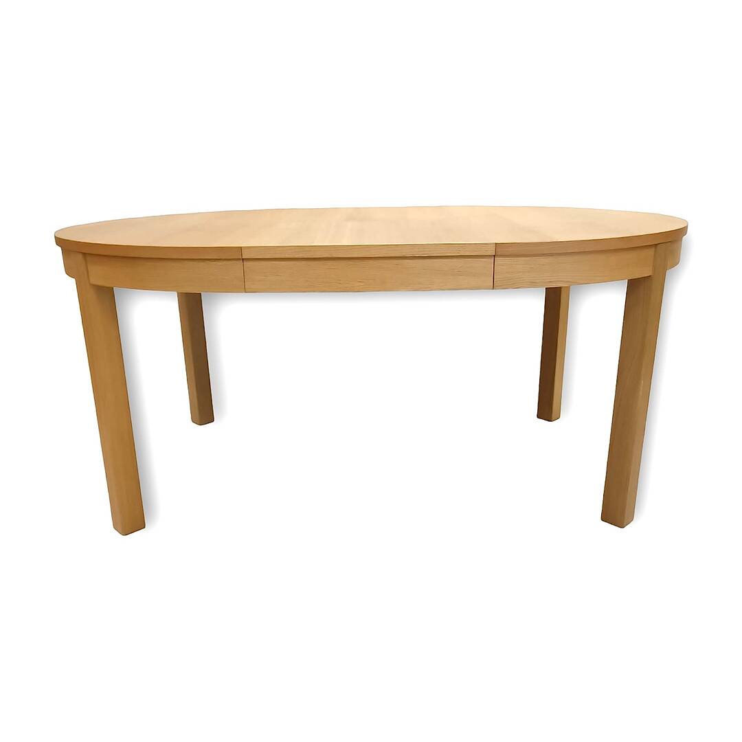 Vintage Round Oak Dining Table with Butterfly Extension 1960s Denmark