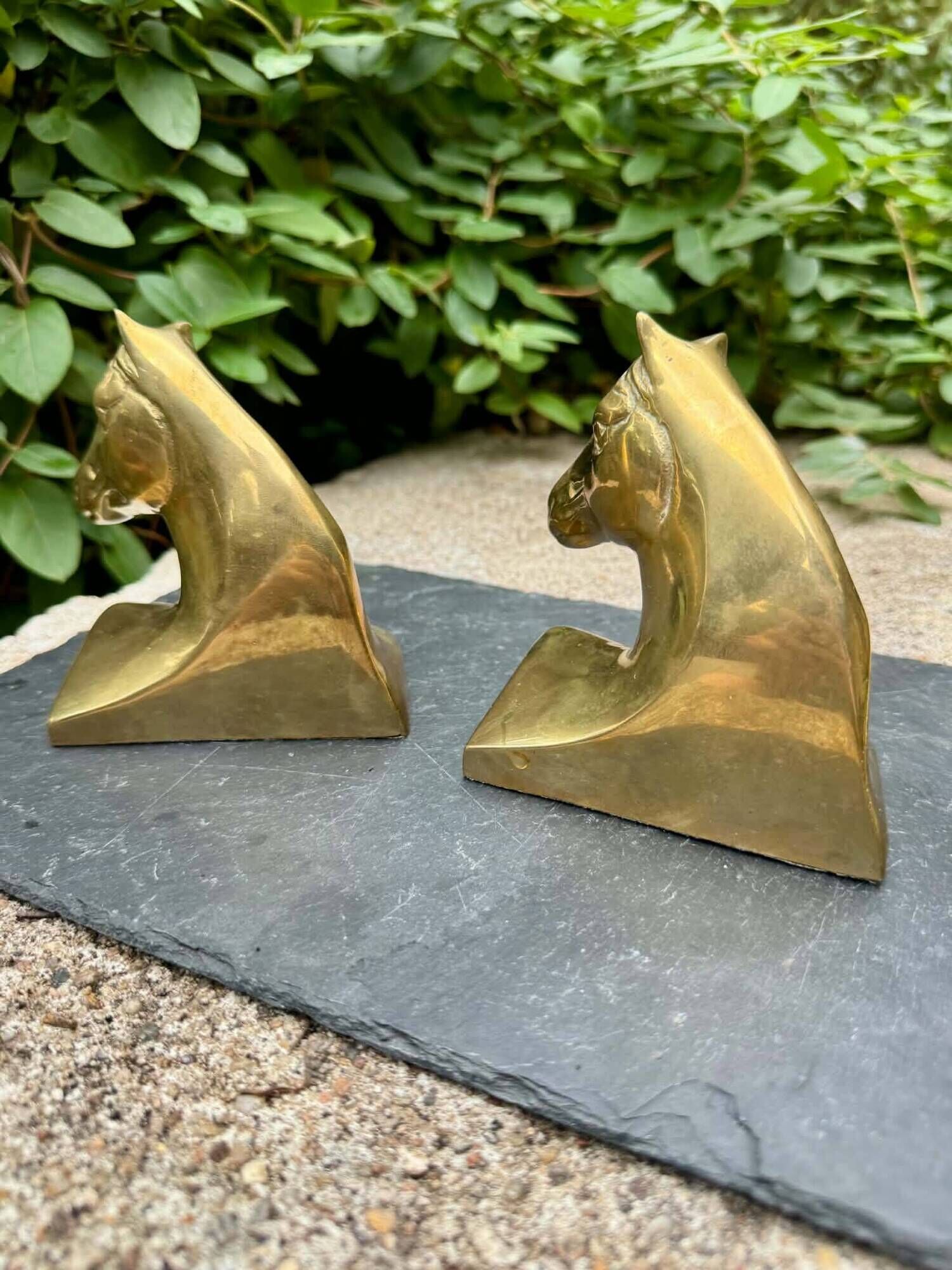 Pair of brass bookends horse Art Deco