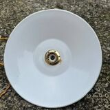 Old industrial black and white vintage enameled sheet metal pendant light
