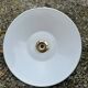 Old industrial black and white vintage enameled sheet metal pendant light
