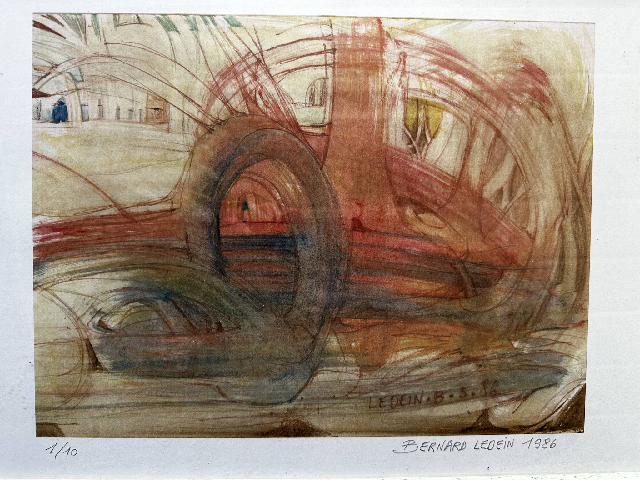 Lithographie 1/10 signée Bernard Ledein, 1986