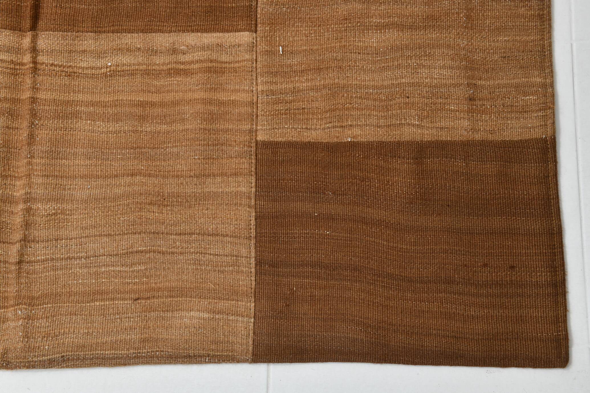 4x6 Checkered Pattern Brown Vintage Kilim Rug, 140x172Cm