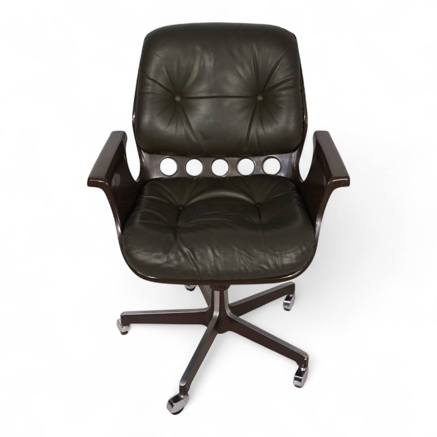 Stoll Giroflex 7112 Space Age leather office chair by Martin Stoll, 1970