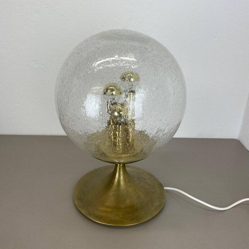 Large Hollywood Regency brass globe table lamp, Italy 1970s