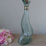Vintage Italian glass fish bottle 75 cl, seaside decor 1970.