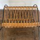 Rattan magazine holder, vintage wicker, rattan newspaper holder and wrought iron